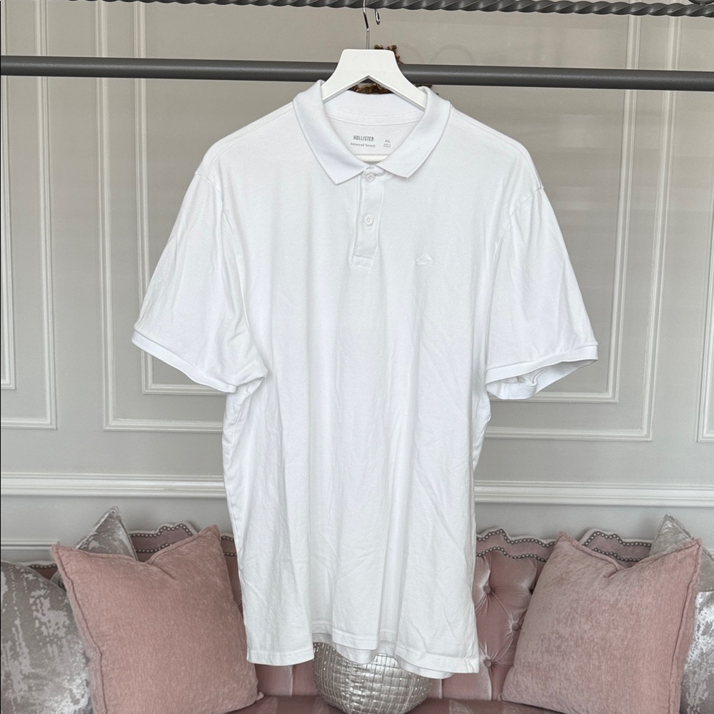 HOLLISTER MEN POLO SHIRT ADVANCED STRETCH SIZE XXL White Polo Shirt